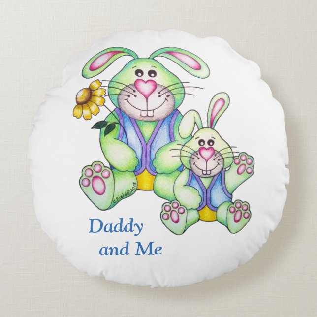 OS Niedlich "Daddy and Me" Sonniges Rundkissen Rundes Kissen (Vorderseite)