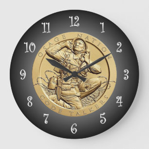 Osage Code Talkers Bronze Medaille ~ Große Wanduhr