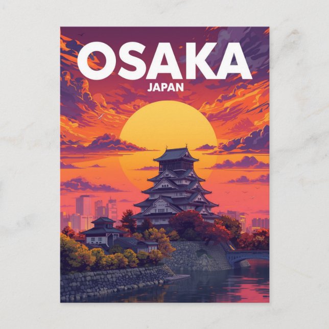 Osaka Castle Sunset Dreams Postkarte (Vorderseite)