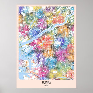 Osaka Japan City Map Poster