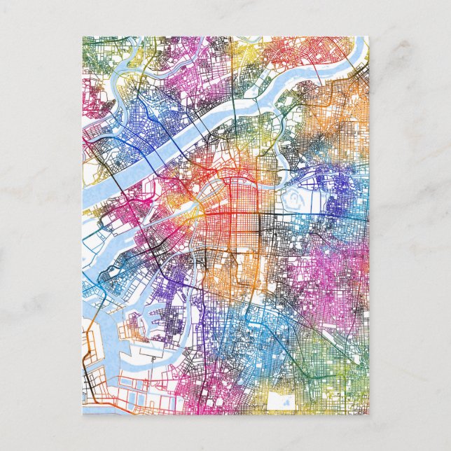 Osaka Japan City Map Postkarte (Vorderseite)