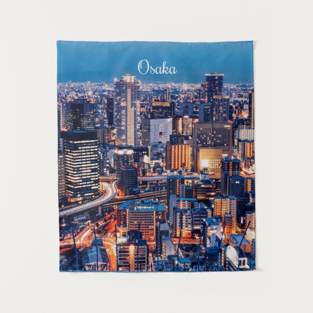 Osaka, Japan cityscape Wandteppich (Vorderseite)