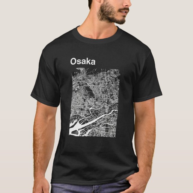 Osaka Japan Classic City Map Graphic T-Shirt (Vorderseite)