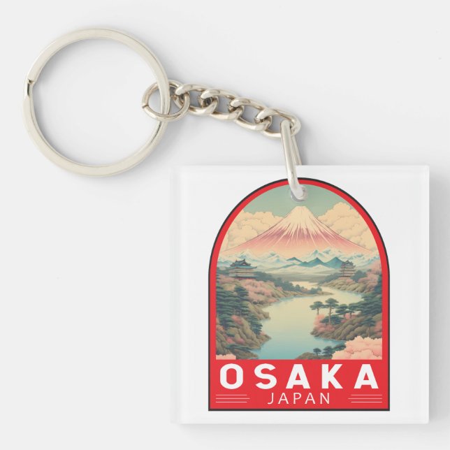 Osaka Japan Mount Fuji Reisemusik Emblem Schlüsselanhänger (Vorderseite)