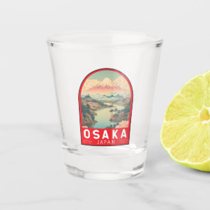 Osaka Japan Mount Fuji Reisemusik Emblem Schnapsglas