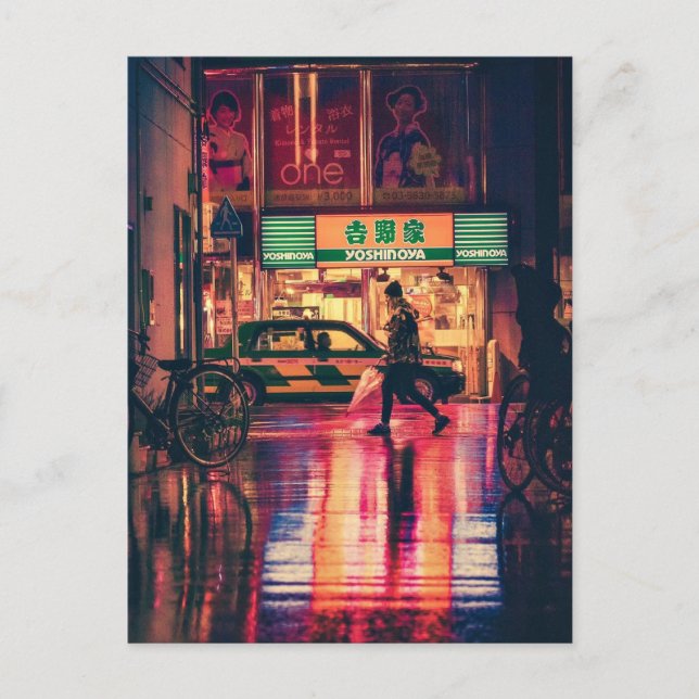 Osaka, Japan nachts Postkarte (Vorderseite)