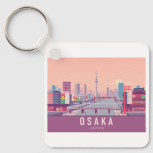 Osaka Japan Pastel Travel Design Schlüsselanhänger
