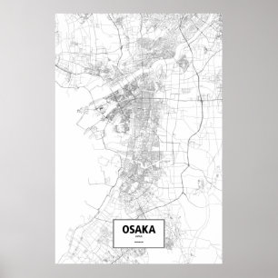 Osaka, Japan (schwarz auf weiß) Poster