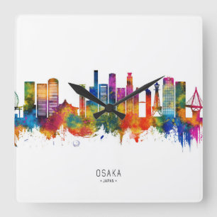 Osaka Japan Skyline Quadratische Wanduhr
