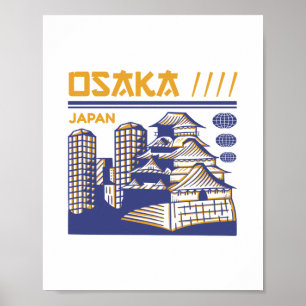 Osaka Japan Urbanes Erbe Retro-Reisedesign Poster