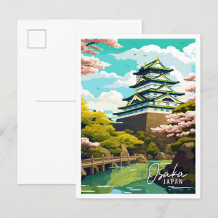 Osaka Japan vintage Reiseillustration Postkarte