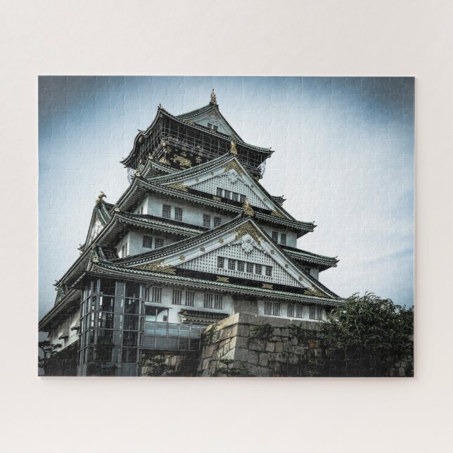 Osaka-Schloss in der Dämmerung, chuoku, Osaka (Horizontal)