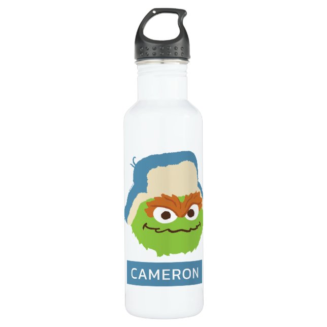 Oscar das Grouch-Wald-Gesicht | Name hinzufügen Edelstahlflasche (Vorderseite)