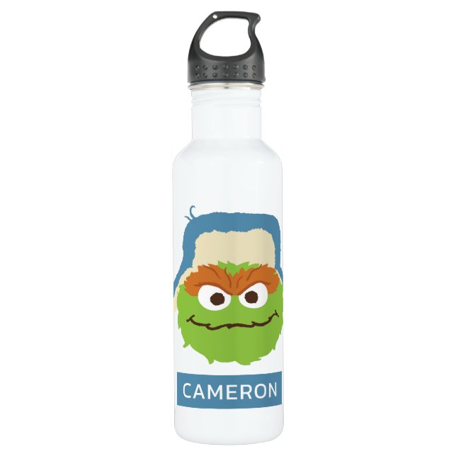 Oscar das Grouch-Wald-Gesicht | Name hinzufügen Edelstahlflasche (Vorderseite)