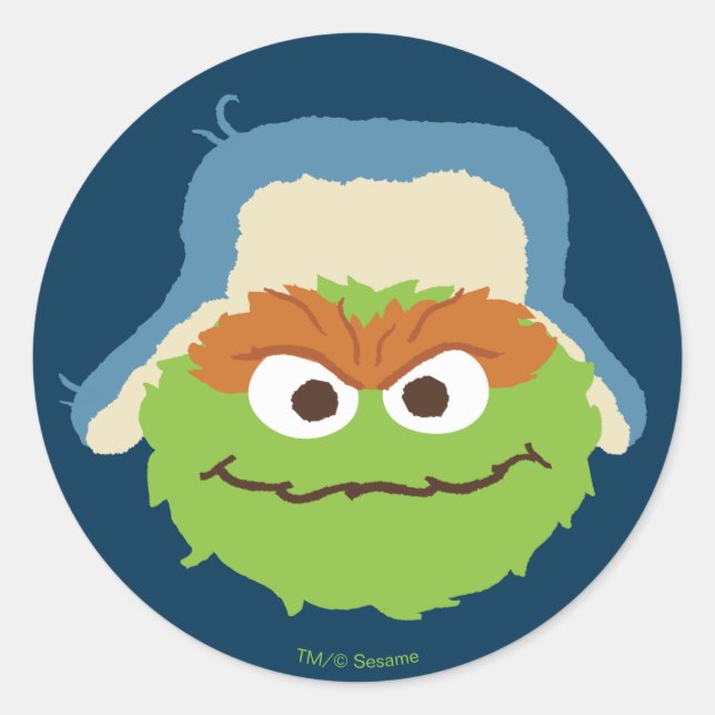 Oscar das Grouch-Wald-Gesicht Runder Aufkleber (Vorderseite)