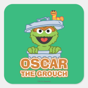 Oscar der Mülleimer Klassik Quadratischer Aufkleber