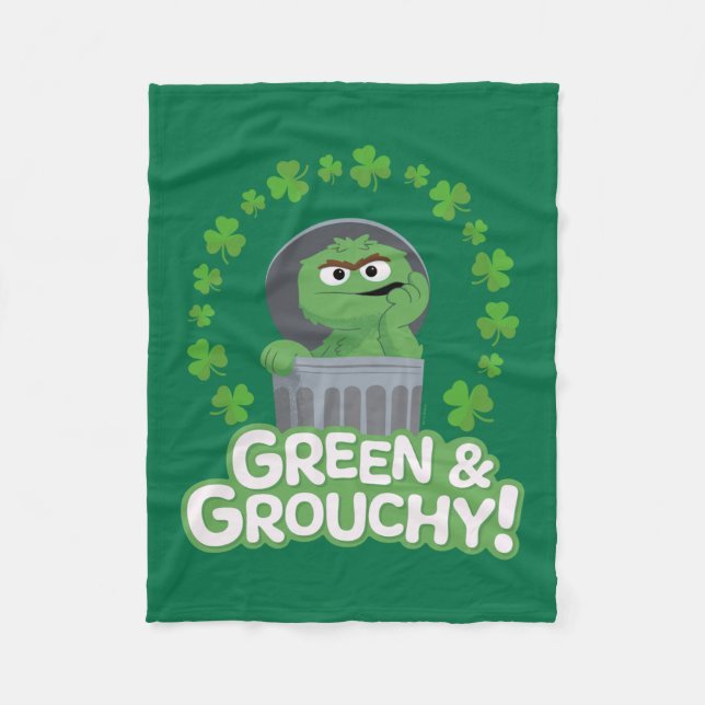 Oscar | Grün & Grouchy! Fleecedecke (Vorderseite)
