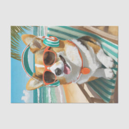 Oscar Just Chillin', Corgi am Strand Seidenpapier