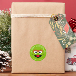 Oscar the Grouch Frohe Weihnachten Geschenkanhänge Runder Aufkleber