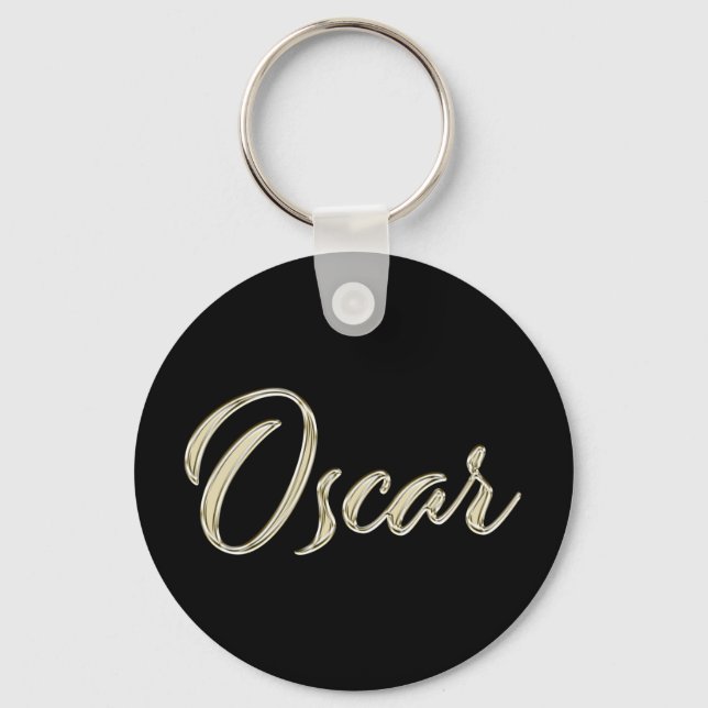 Oscar weißer Button-Schlüsselger Schlüsselanhänger (Vorderseite)