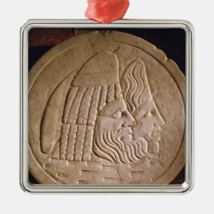 Oscillum, das Theatermasken darstellt Ornament Aus Metall