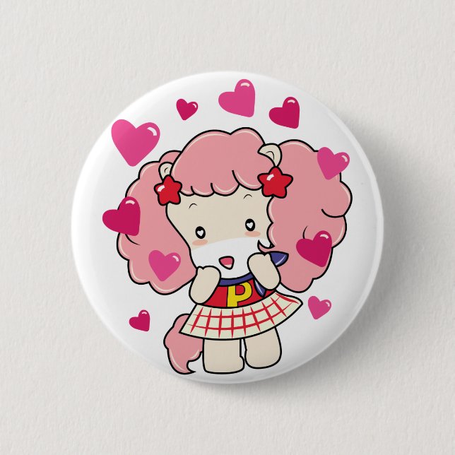 Osharena Pony Kawaii Liebe-Knopf Button (Vorderseite)