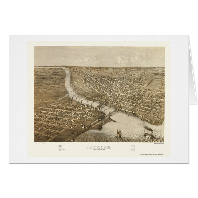 Oshkosh, panoramische Karte WI - 1887 (Vorderseite (Horizontal))