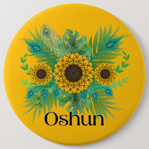 Oshun Goddess Sunblumen Button