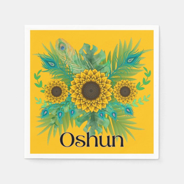 Oshun Goddess Sunblumen Serviette (Vorderseite)