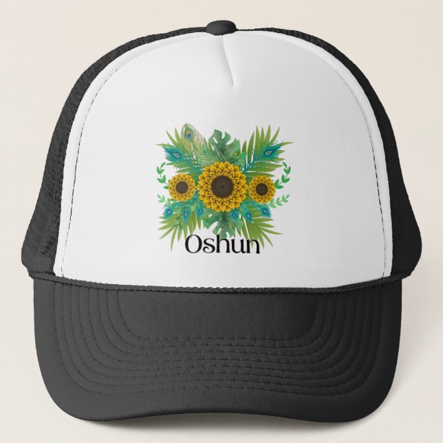 Oshun Goddess Sunblumen Truckerkappe (Vorderseite)