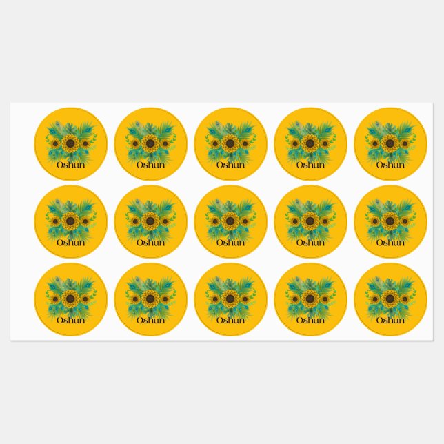 Oshun Goddess Sunflowers Étiquettes (Feuille)