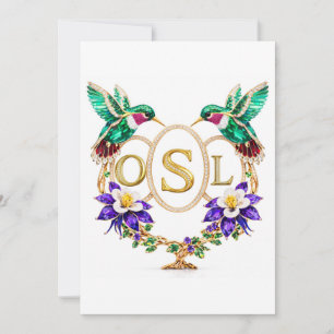 OSL Kolibri-Hochzeit Benutzerdefinierte Buchstaben Einladung