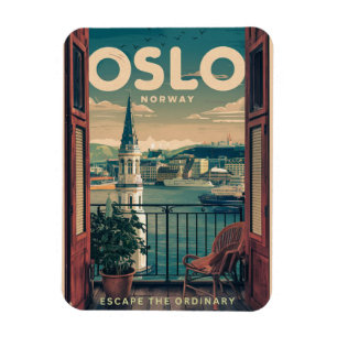 Oslo Balkonblick Norwegen Vintage und Geschenke Magnet