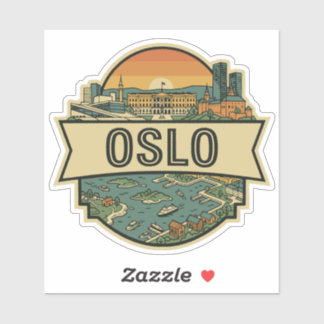 Oslo City Norwegen Skyline Retro Reiseabzeichen Aufkleber