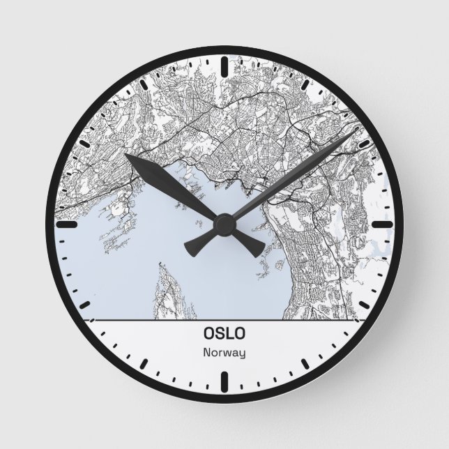 Oslo Clock City Line Art Runde Wanduhr (Vorderseite)