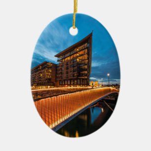 Oslo in der Nacht, Norwegen Keramik Ornament
