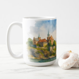 Oslo Norwegen Aquarell, Skandinavische Stadtlandsc Kaffeetasse