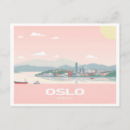 Oslo Norwegen Fjord Pastel Travel Postkarte
