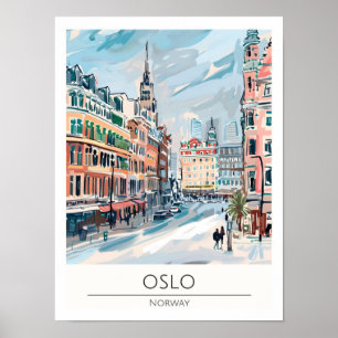 Oslo Norwegen Kunst Illustration Reise Poster
