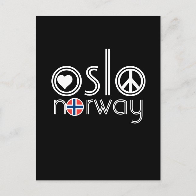Oslo Norwegen Liebe Frieden Postkarte 1 (Vorderseite)