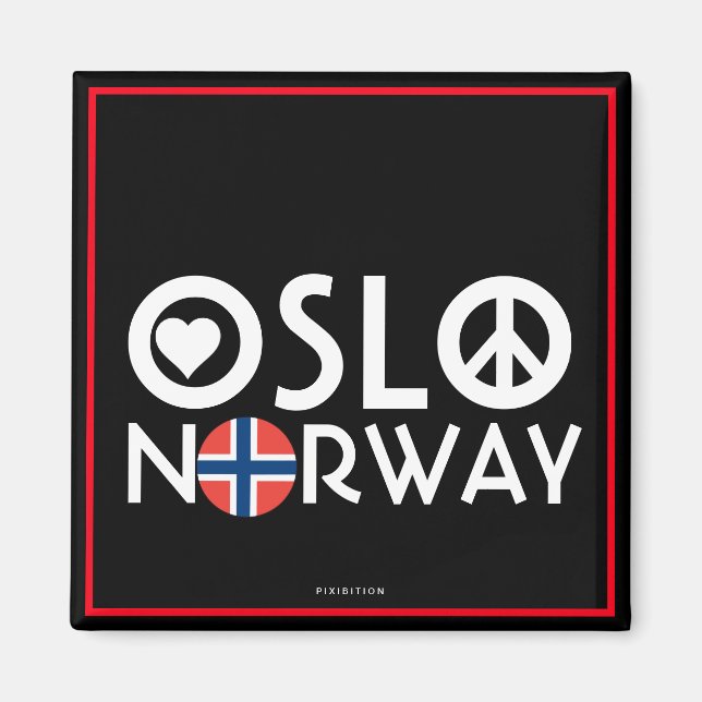 Oslo Norwegen Liebe Peace Magnet 4 (Vorne)