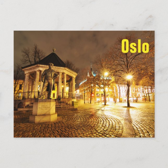 Oslo, Norwegen nachts Postkarte (Vorderseite)