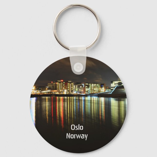 Oslo, Norwegen nachts Schlüsselanhänger (Vorderseite)