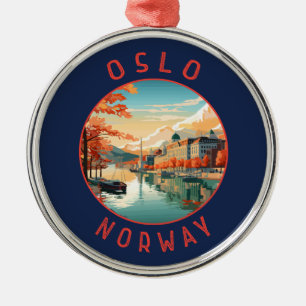 Oslo Norwegen Retro Distressed Circle Ornament Aus Metall