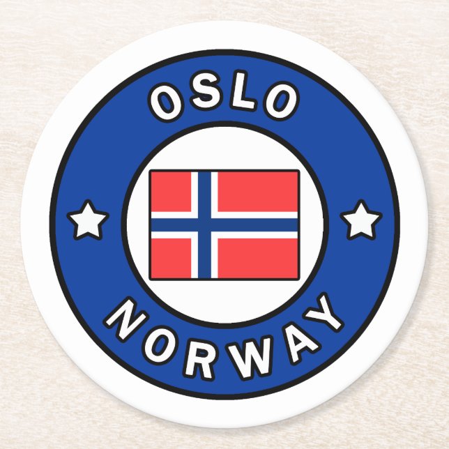 Oslo Norwegen Runder Pappuntersetzer (Vorderseite)