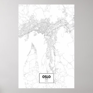 Oslo, Norwegen (Schwarzes auf Weiß) Poster