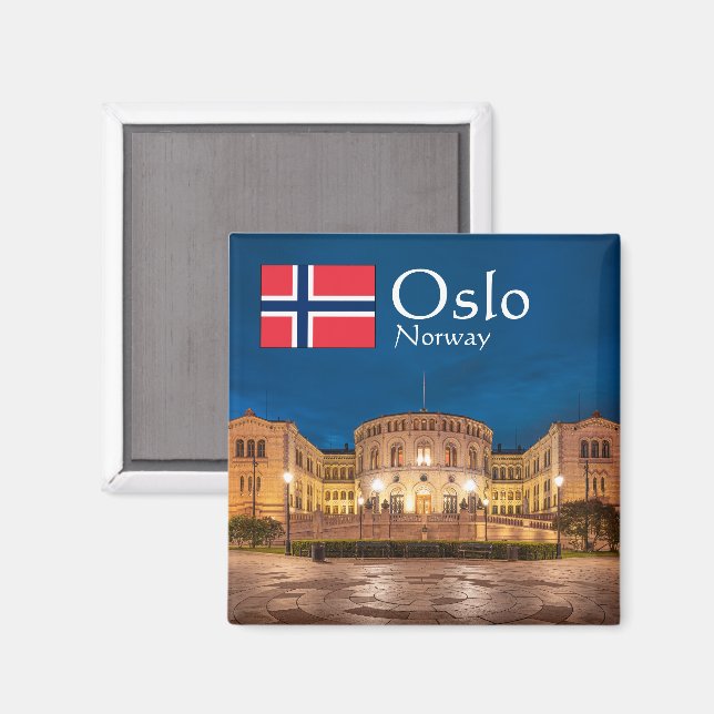 Oslo Norwegen Souvenir Magnet (Vorderseite/Rückseite)