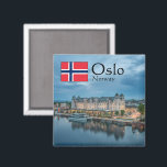 Oslo Norwegen Souvenir Magnet<br><div class="desc">Foto Oslo Havnelager,  gelegen in der Bucht Bjørvika,  von der Oslo Oper in Norwegen,  Skandinavien gesehen. Foto © Sebastian Wurm.</div>