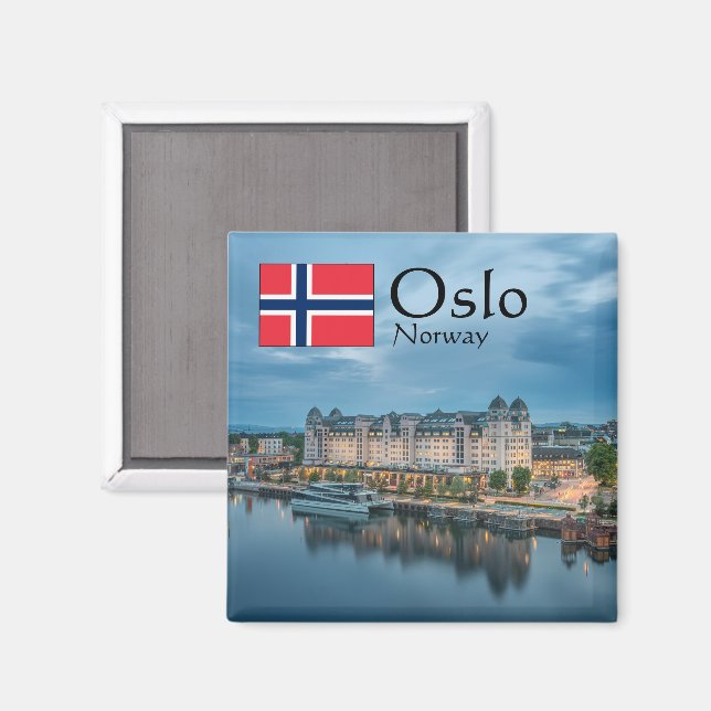 Oslo Norwegen Souvenir Magnet (Vorderseite/Rückseite)