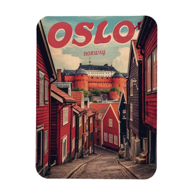 Oslo Norwegen Vintage Souvenirs und Geschenke Magnet (Vertikal)